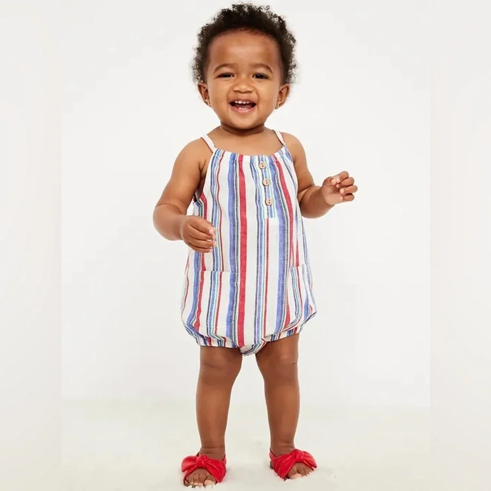 NWT! Old Navy Printed Sleeveless Henley One-Piece Romper for Baby - Size 6-12M